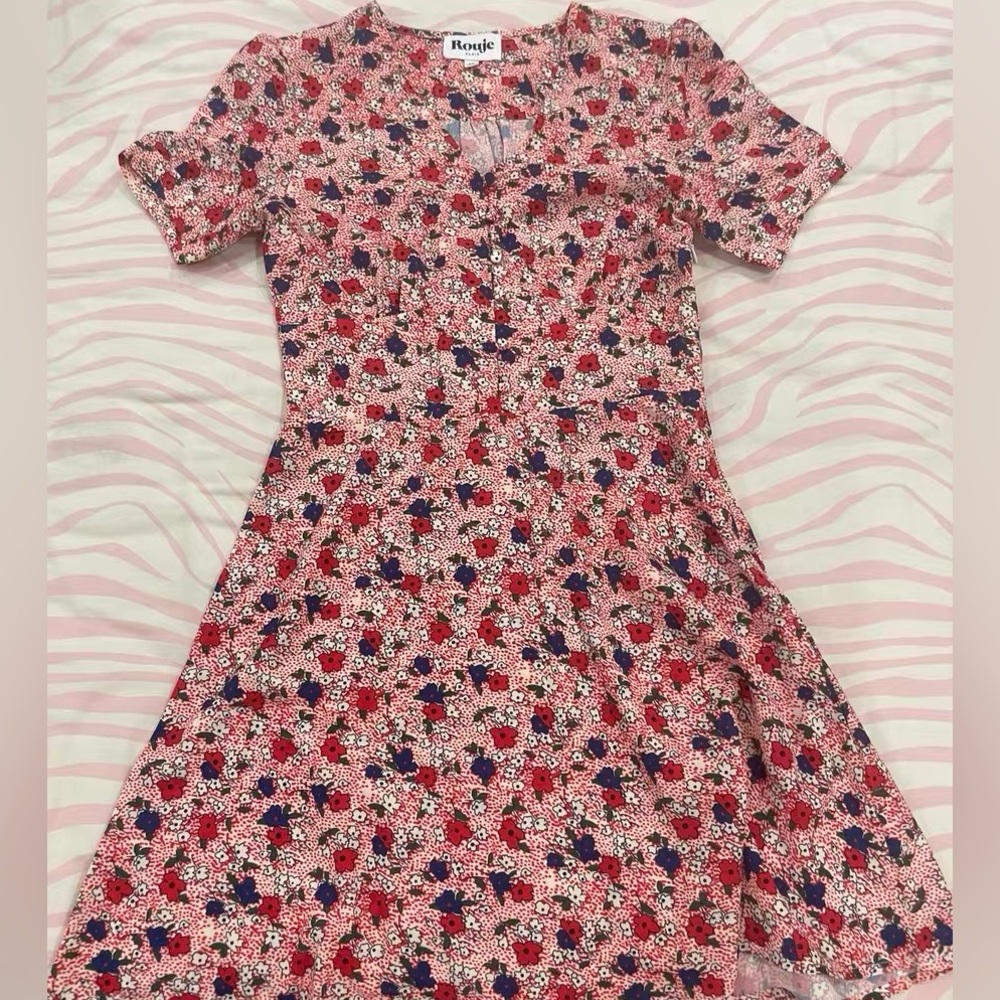 Rouje Red and Blue Floral Top